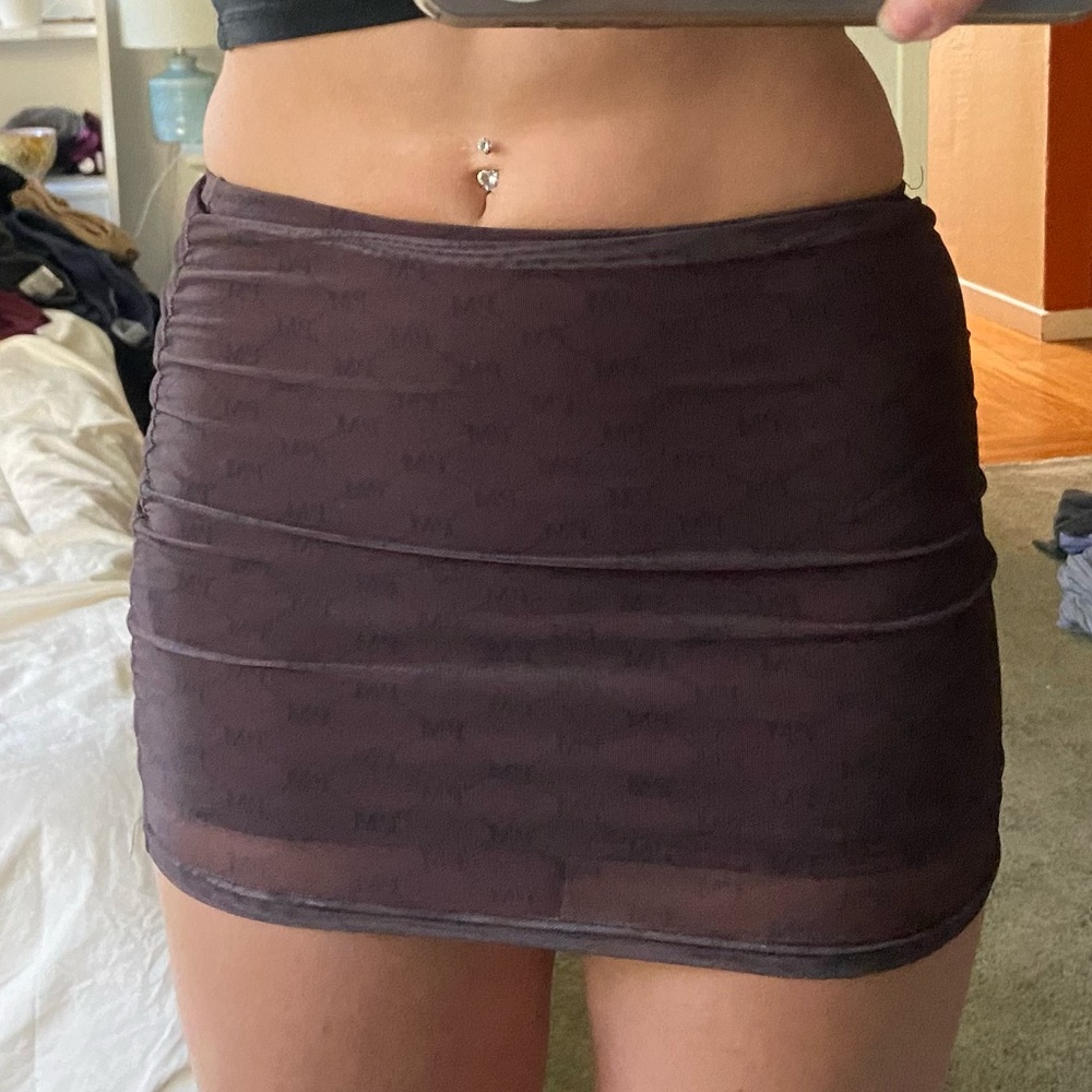 peppermayo Brown mesh mini skirt